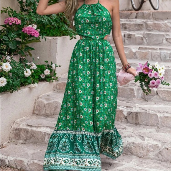 Green cutout maxi dress - Picture 5 of 7